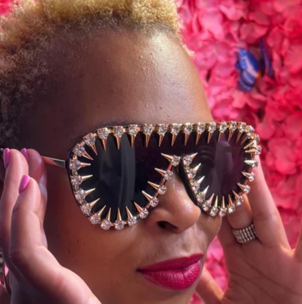 Chic Gold and Black Embellished Sunglasses